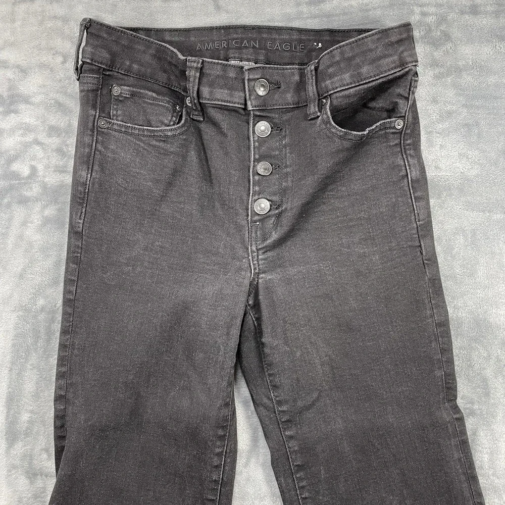 American Eagle Jeans Womens 8 Short Festival‎ Flare Low Rise Black Button Fly